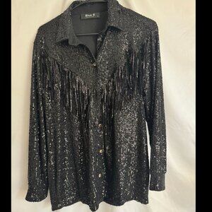 Like New - Blue B Sequin Fringe Jacket - sz S